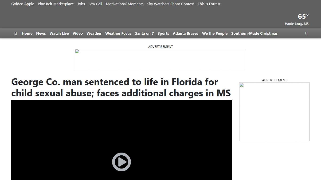 George Co. man sentenced to life in Florida for child sexual abuse; faces additional charges in MS